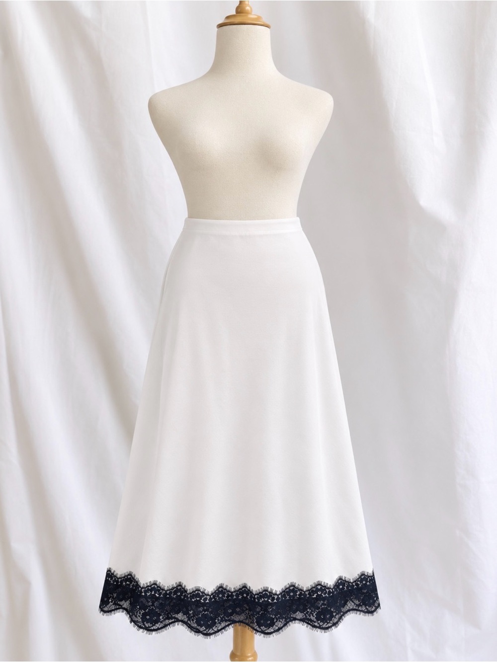 a new day White Midi Skirt with Black Lace Trim